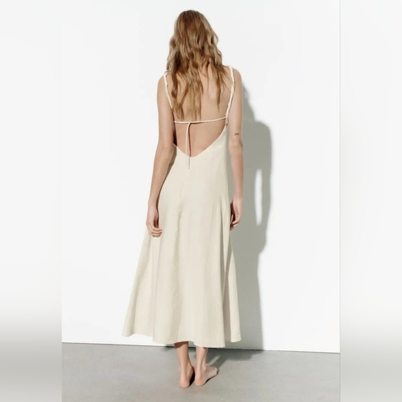 Zara dress twist linen blend long  2918 215 - Picture 12 of 13